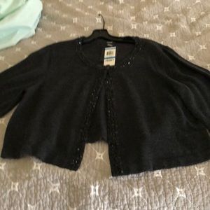 Cardigan with bejeweled neckline